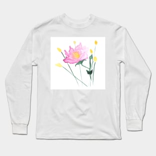 Watercolor flowers, summer and nature, art decoration, sketch. Illustration hand drawn modern Long Sleeve T-Shirt